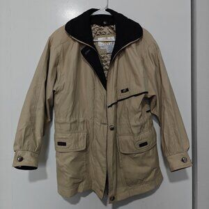 Talbots Petites Khaki Utility Anorak Jacket Quilted Lining Size P/S